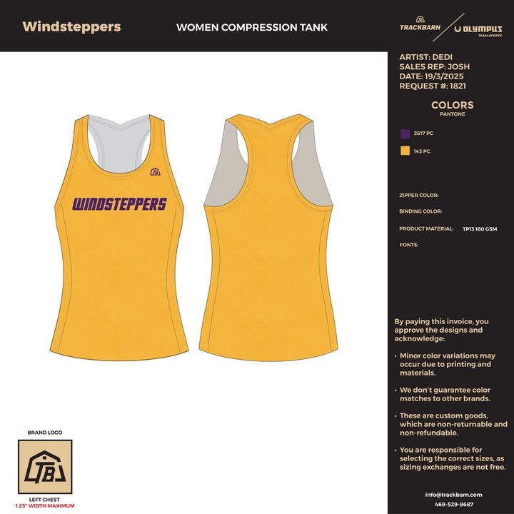 Windsteppers - Girls Compression Tank - Yellow - TrackBarn