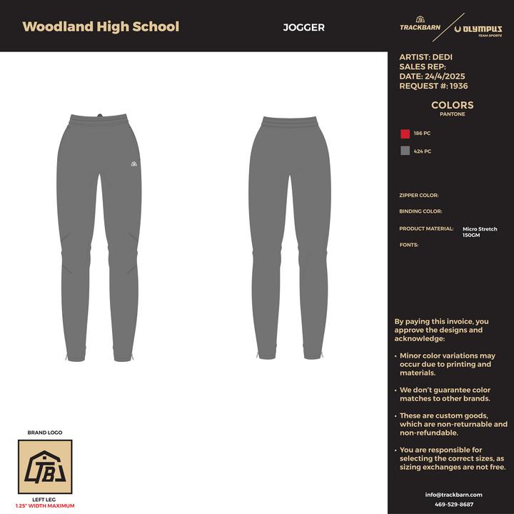 Woodland High School - Youth Joggers - Gray - TrackBarn