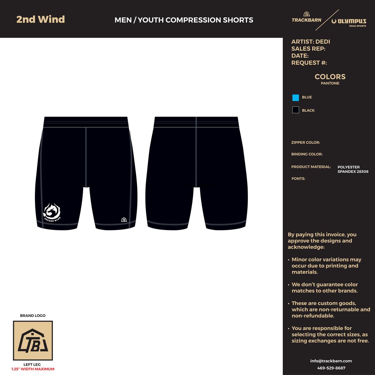 2nd Wind - Men Compression Shorts - Black - TrackBarn