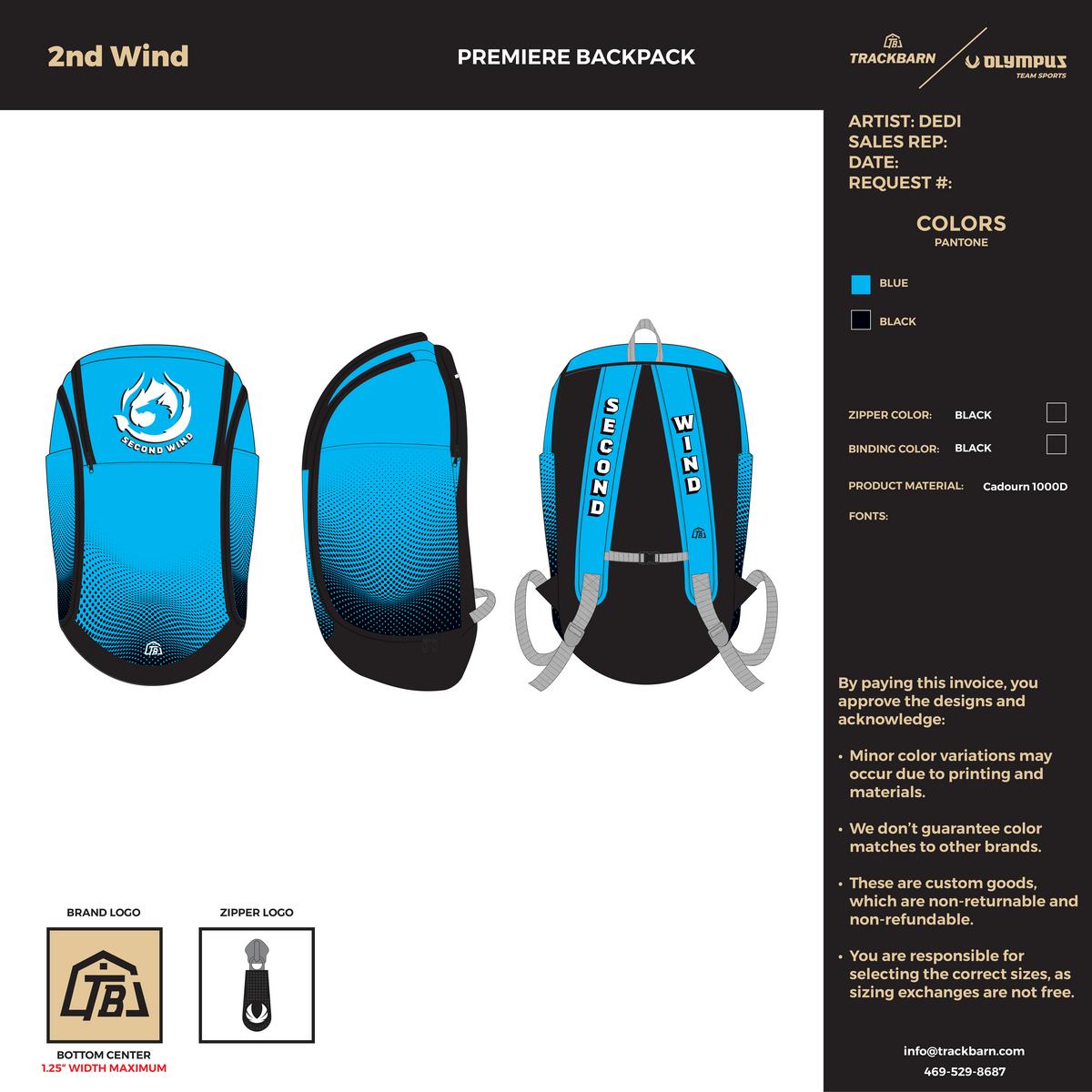 2nd Wind - Premiere Backpack - Blue - TrackBarn