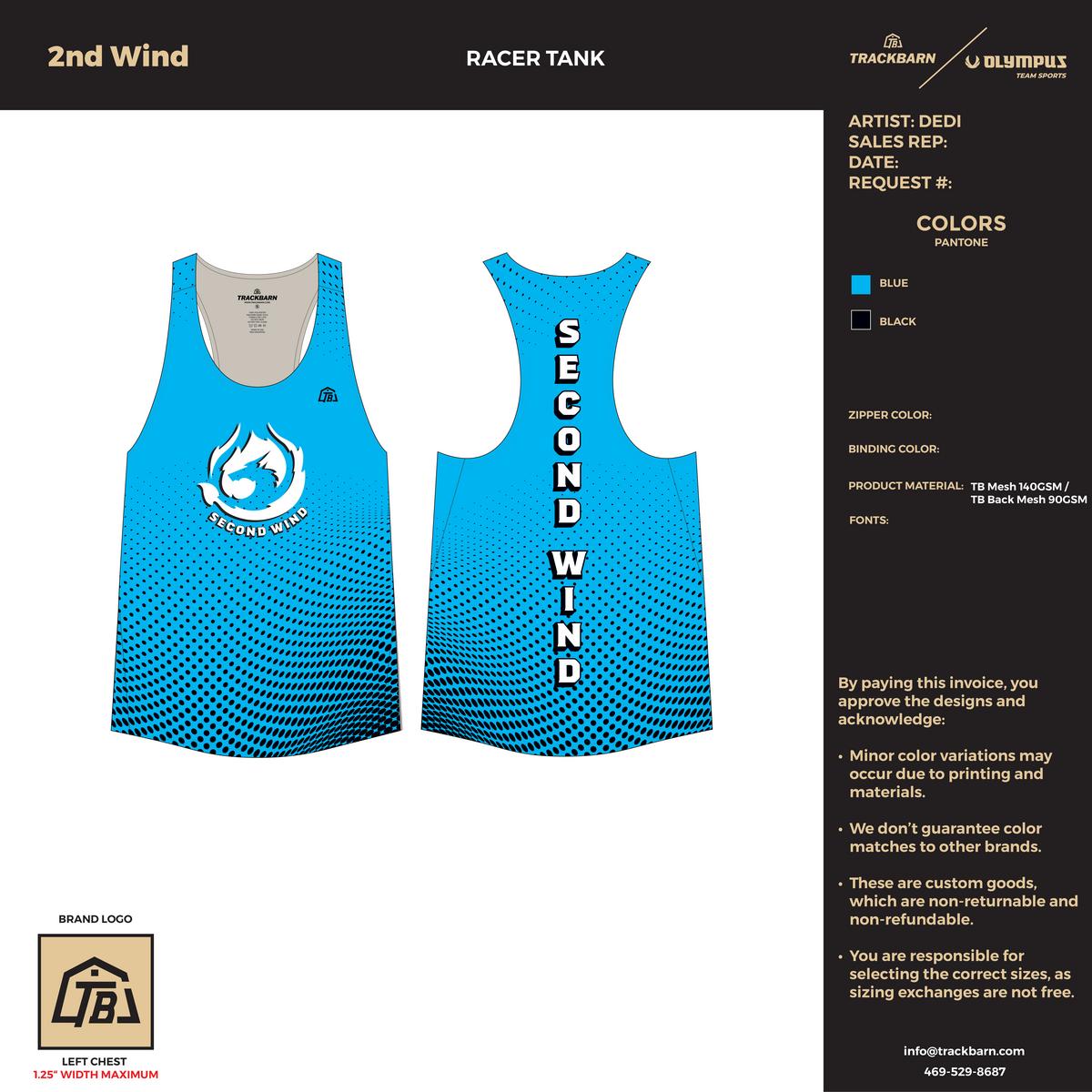 2nd Wind - Women Racer Tank - Blue - TrackBarn