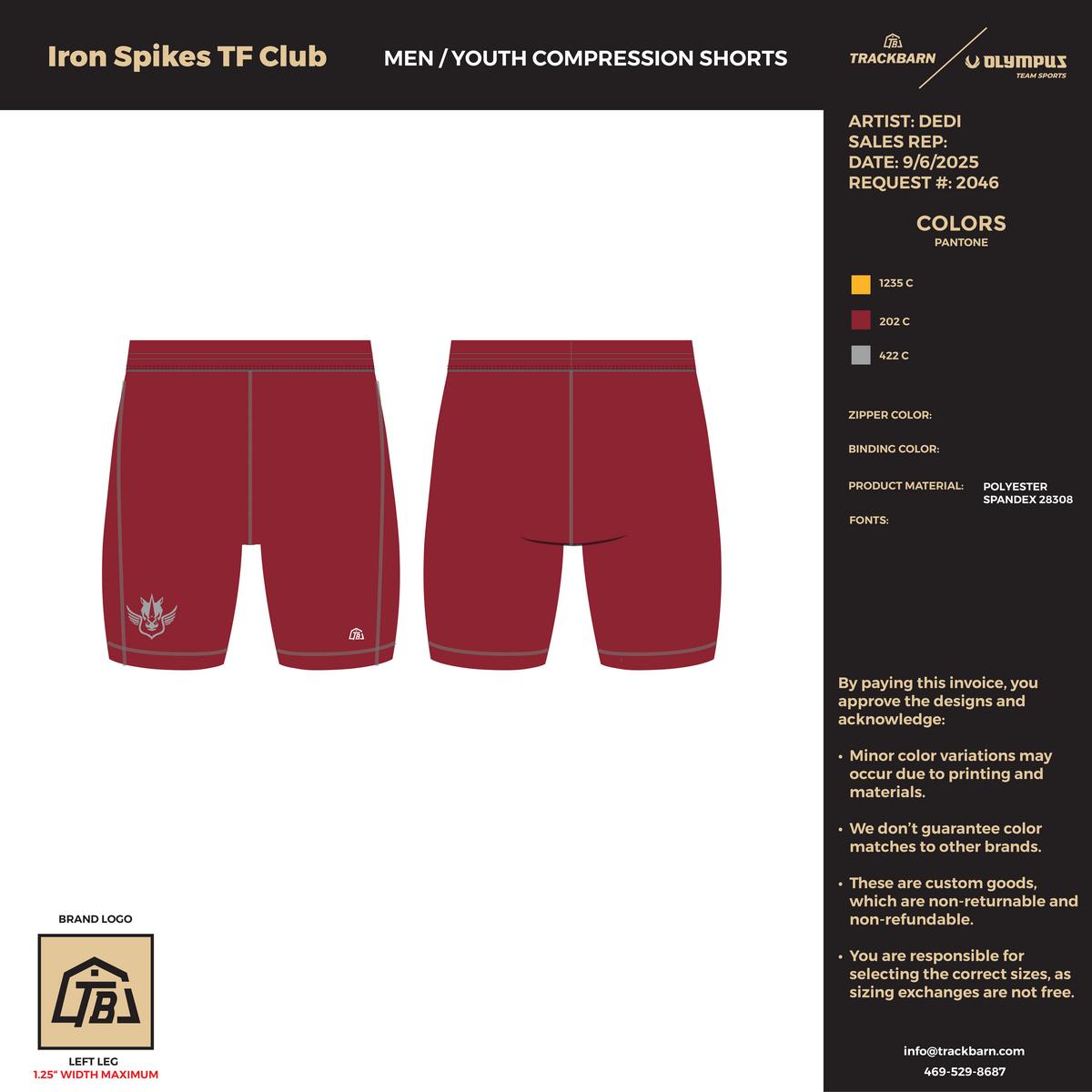 Iron Spikes Track  - Men Short Running Tight - Red