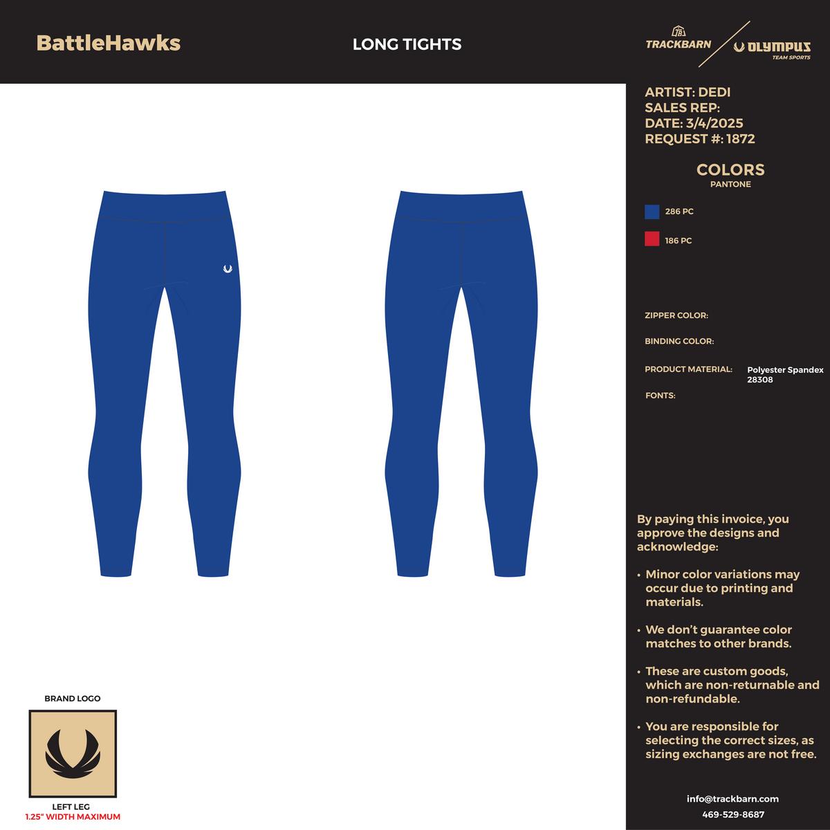 BattleHawks - Women Long Tights - Blue