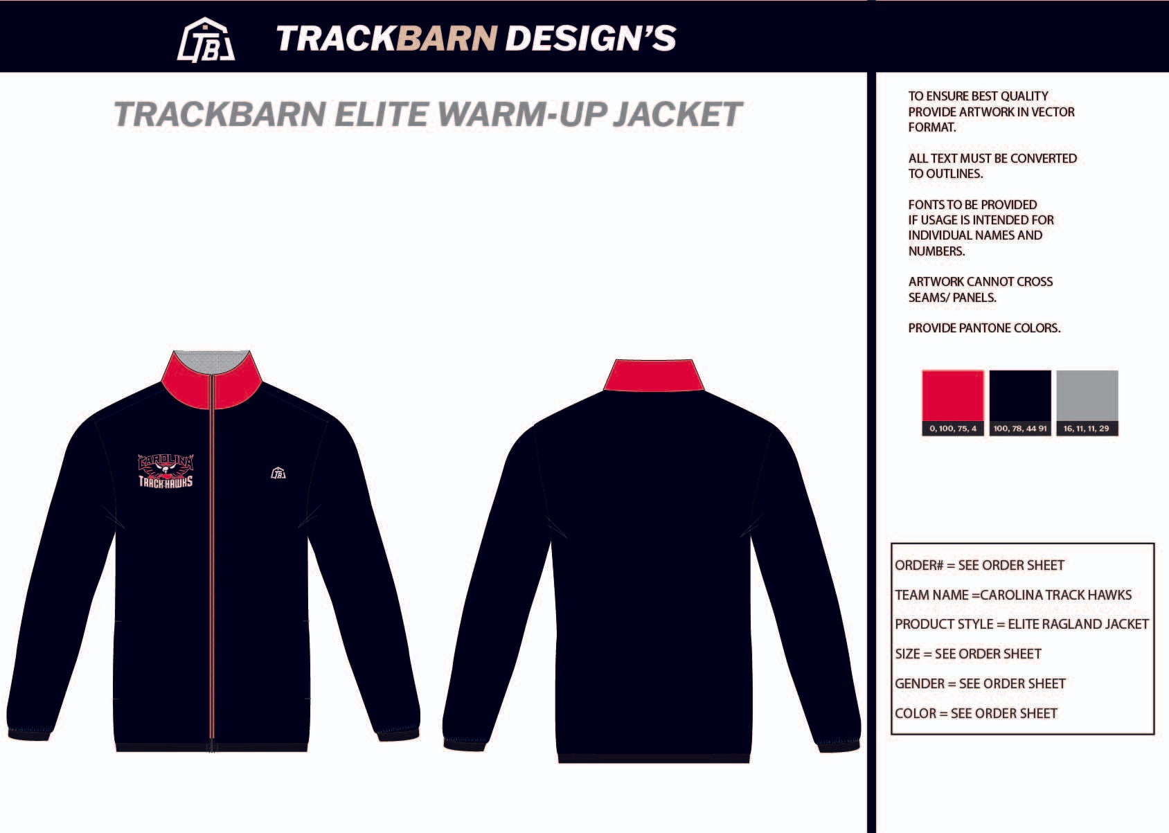 Carolina-Track-Hawks Mens Full Zip Jacket