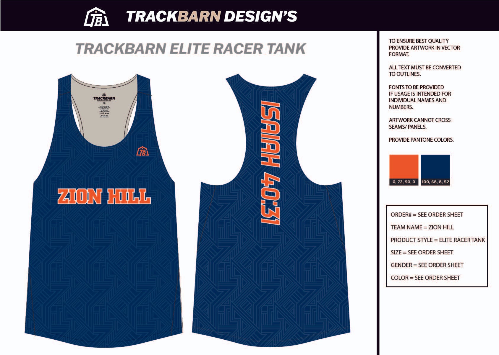 Zion-Hill- Youth Track Singlet (Blue)