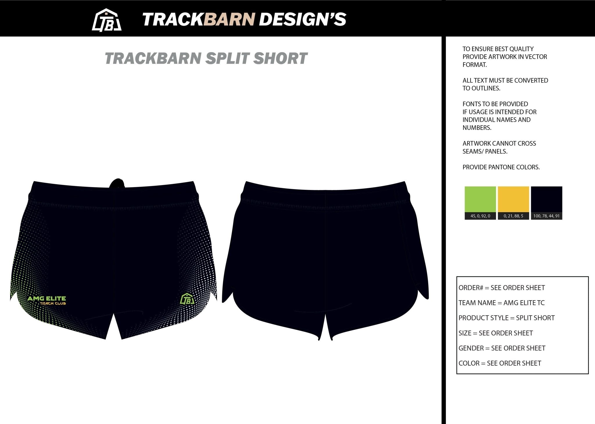 AMG - Elite - Womens Split Track Short - TrackBarn