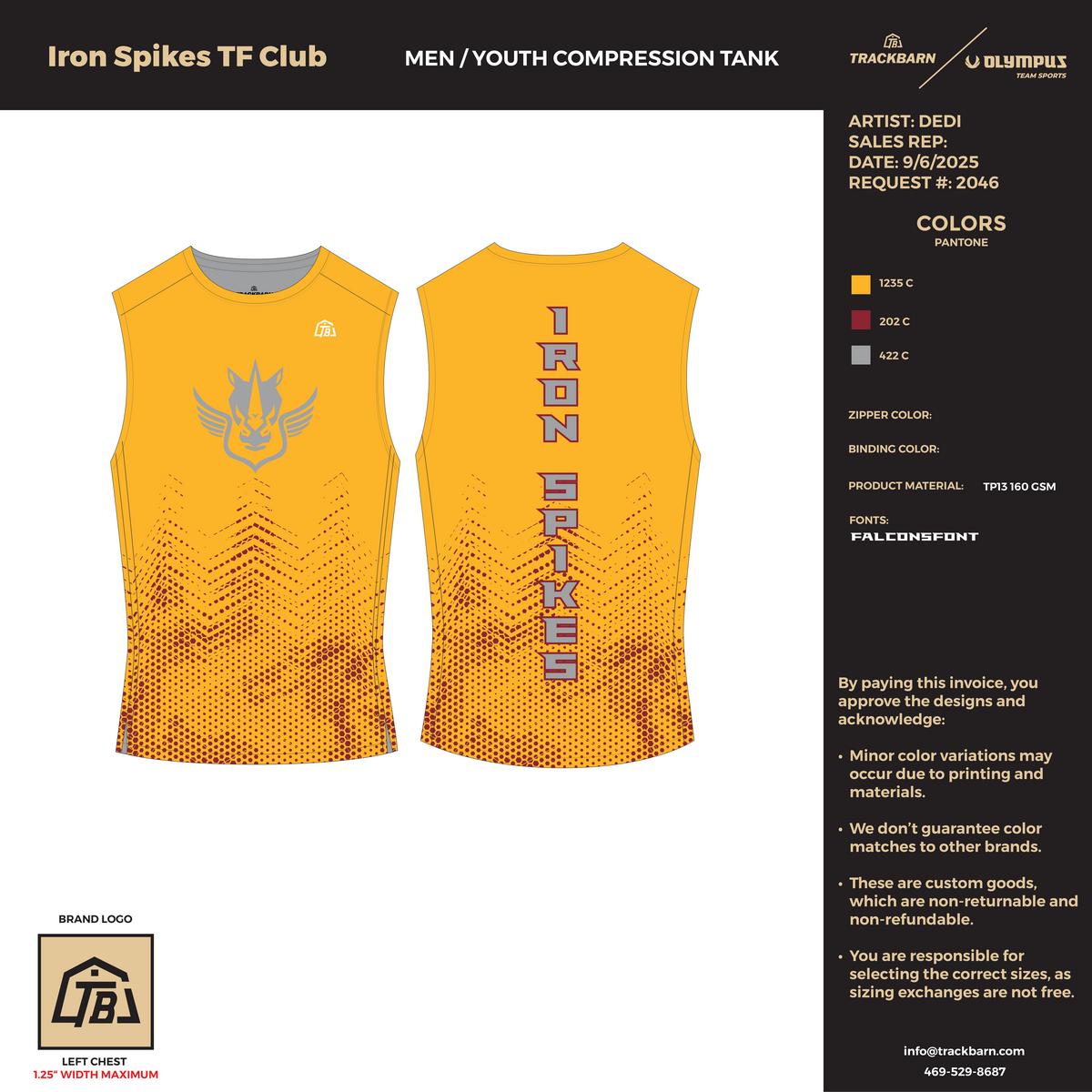 Iron Spikes Track  - Men Compression Tank - FT - Yellow