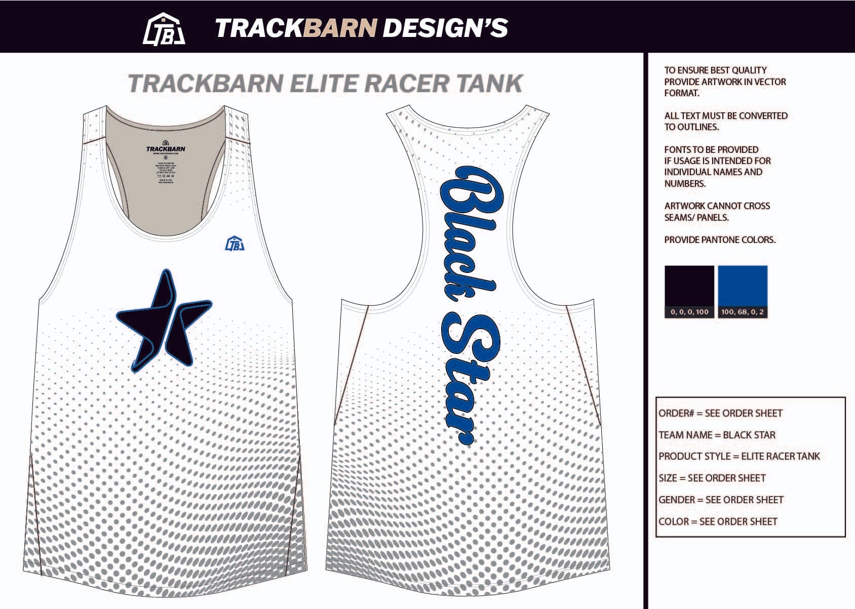 Black - Star - Mens Track Singlet - TrackBarn