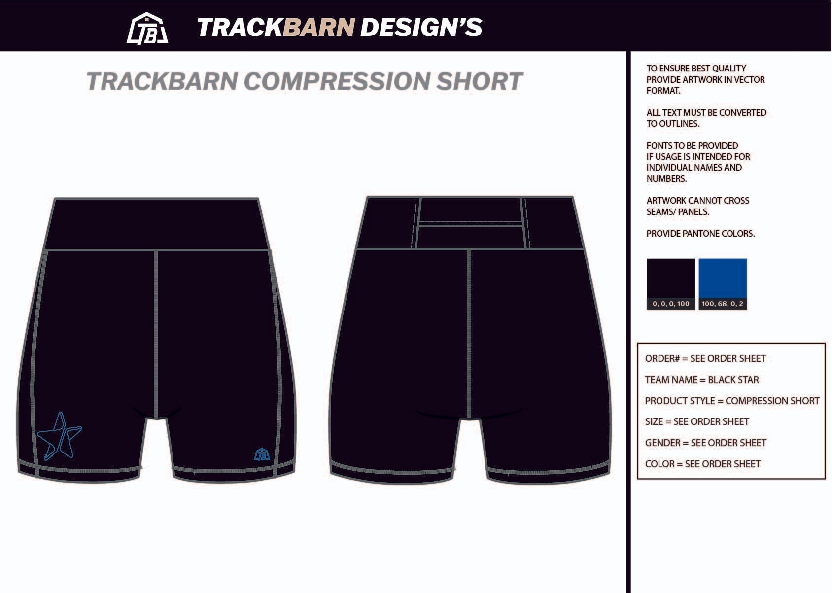 Black - Star - Womens Short Running Tight - TrackBarn