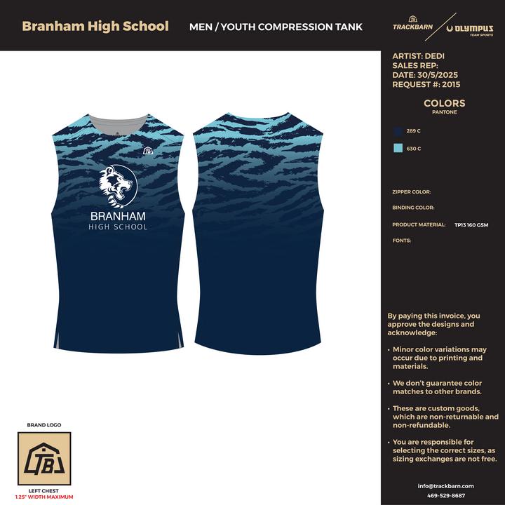 Branham High School - Boys Compression Tank - Blue - TrackBarn