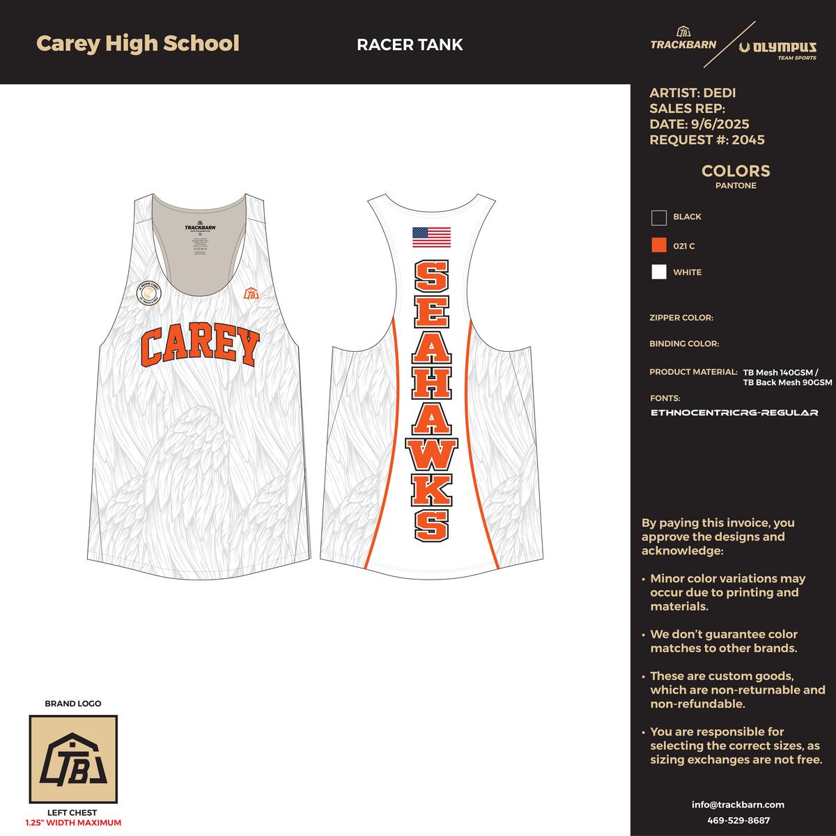 Carey High School - Men Racer Tank - TrackBarn