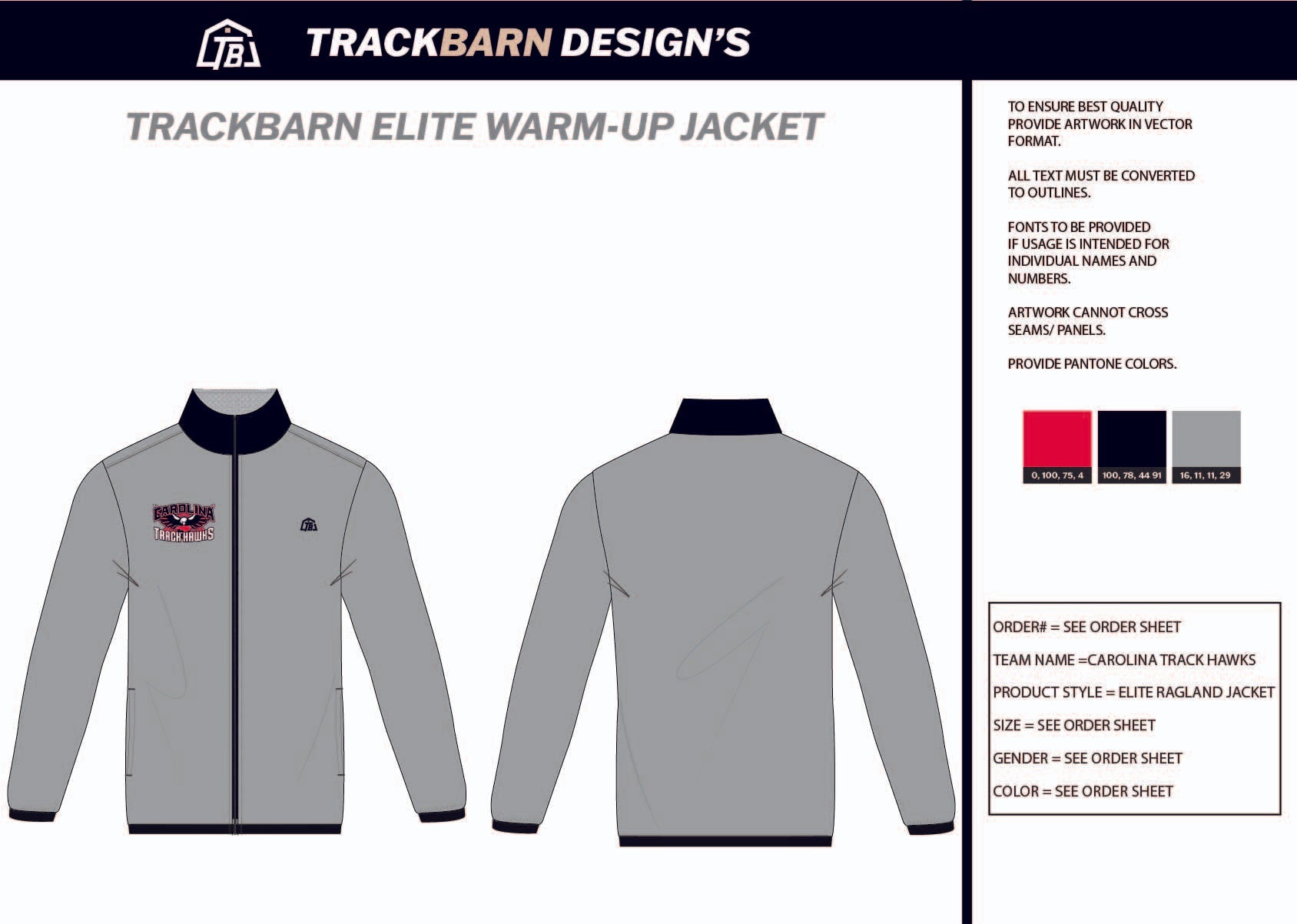 Carolina - Track - Hawks Mens Full Zip Jacket - TrackBarn