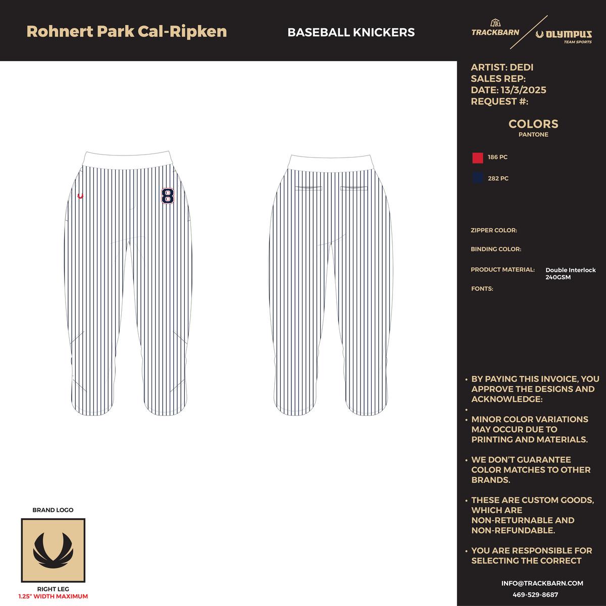Rohnert Park Cal-Ripken 12U Blue Team  - Knickers
