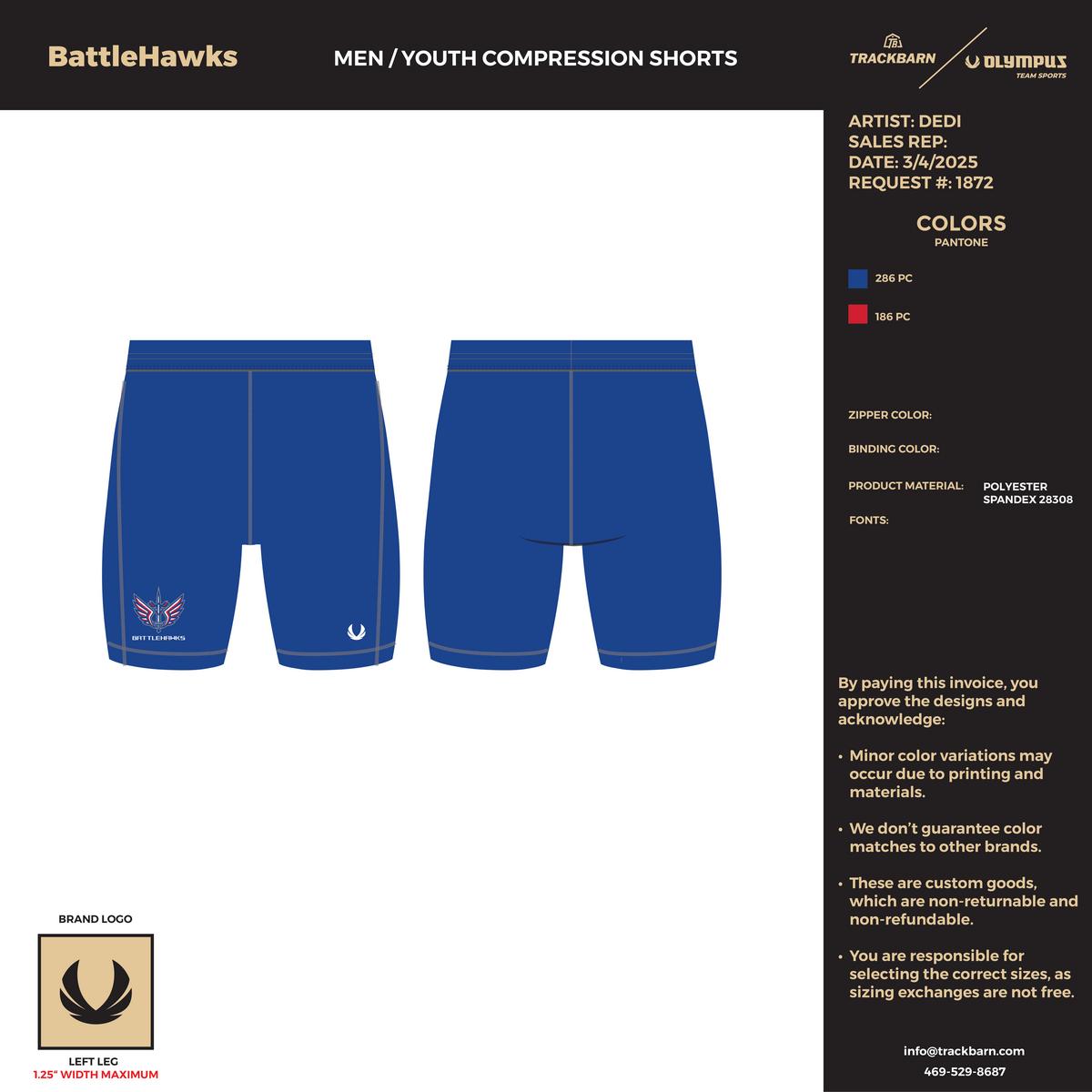 BattleHawks - Boys Compression Shorts