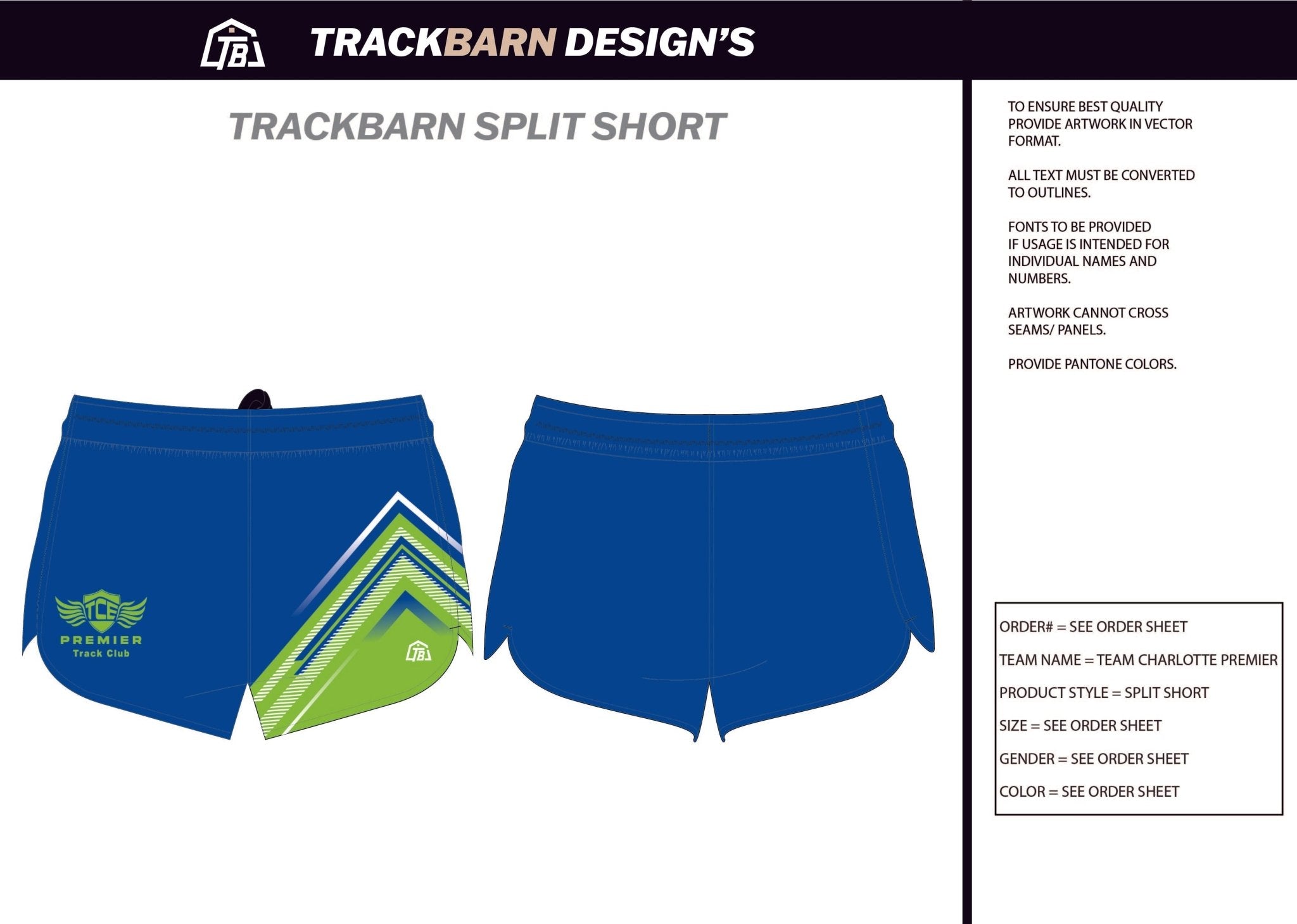 Charlotte - Premier - Youth Split Track Short - TrackBarn