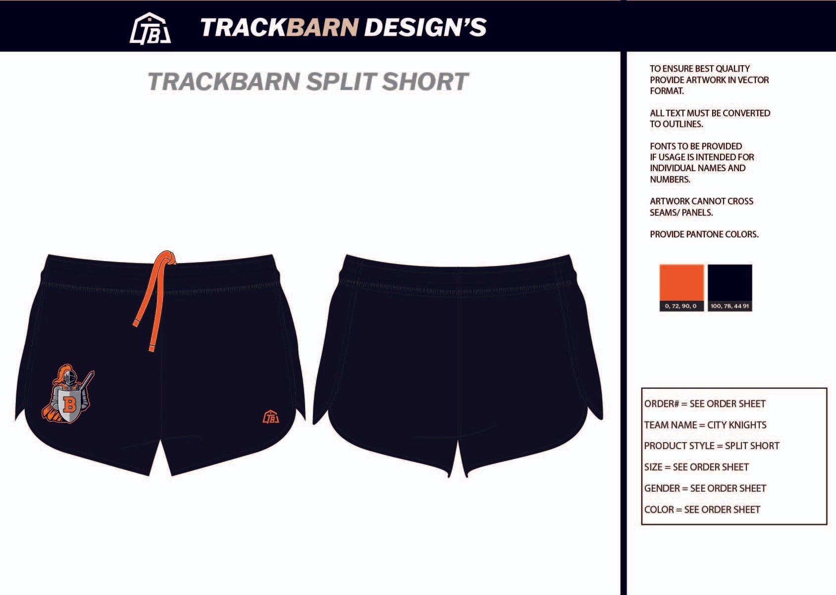 City - Knights - Mens Split Track Short - TrackBarn