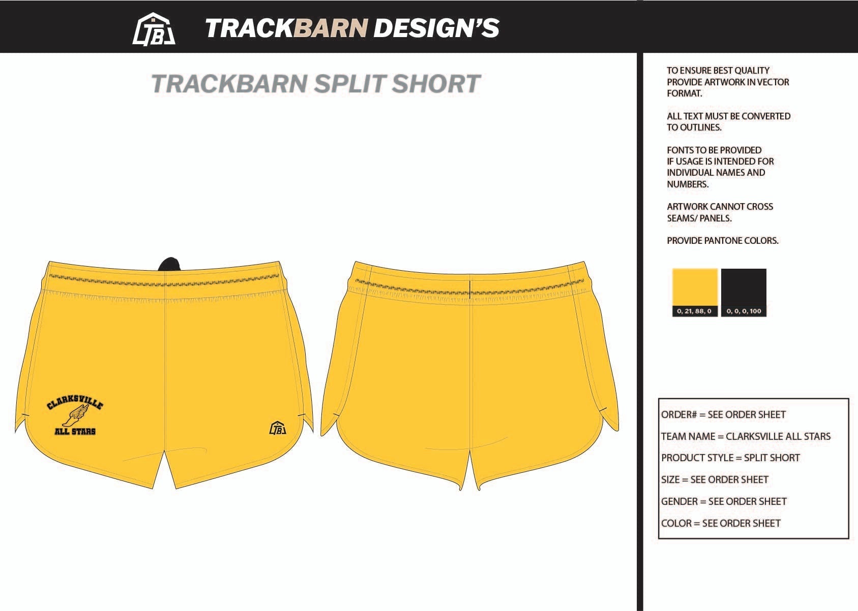 Clarksville - All - Stars Womens Split Track Short - TrackBarn