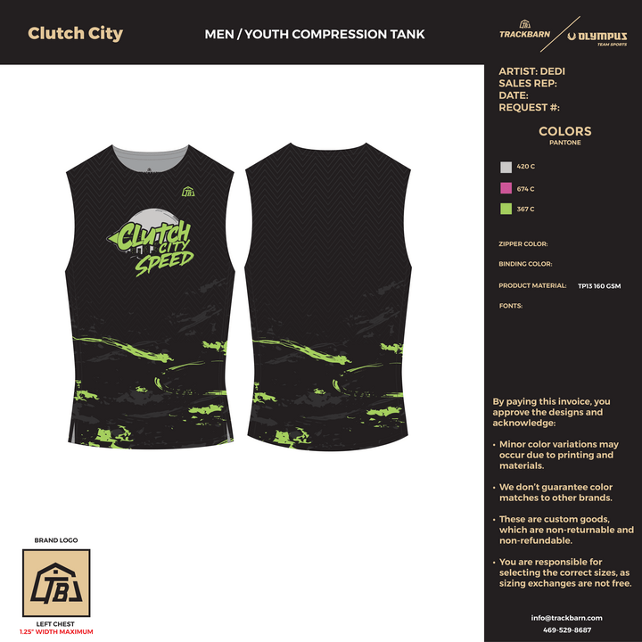 Clutch City Speed - Girls Compression Tank (2857) - TrackBarn