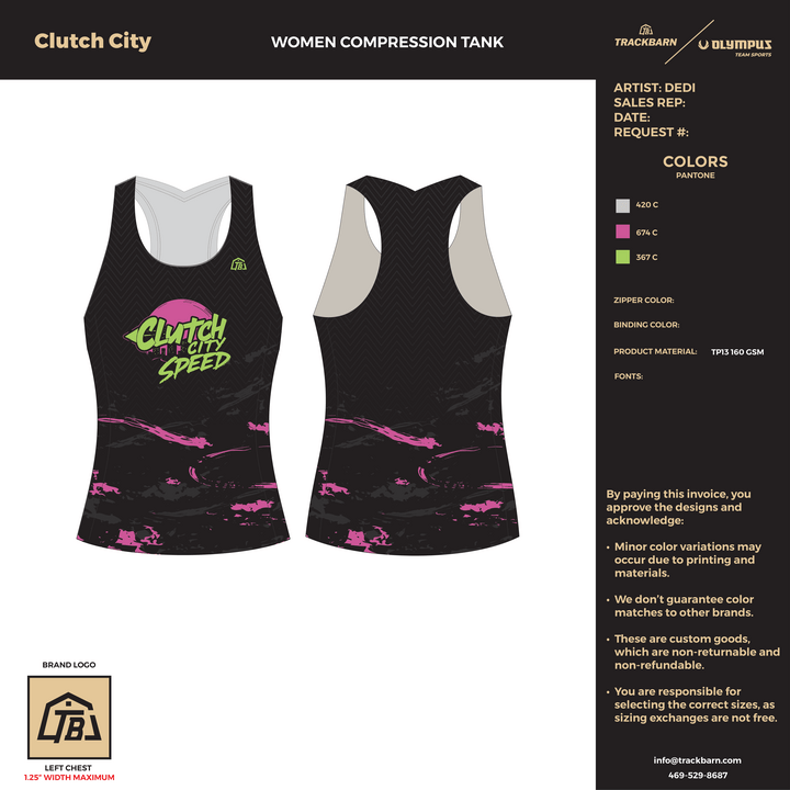 Clutch City Speed - Girls Compression Tank (2862) - TrackBarn