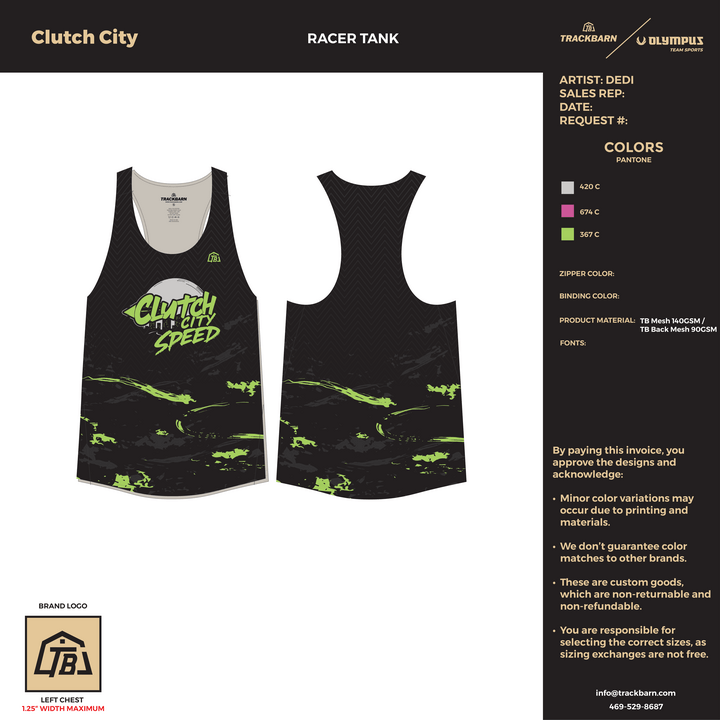 Clutch City Speed - Mens Track Singlet (2856) - TrackBarn