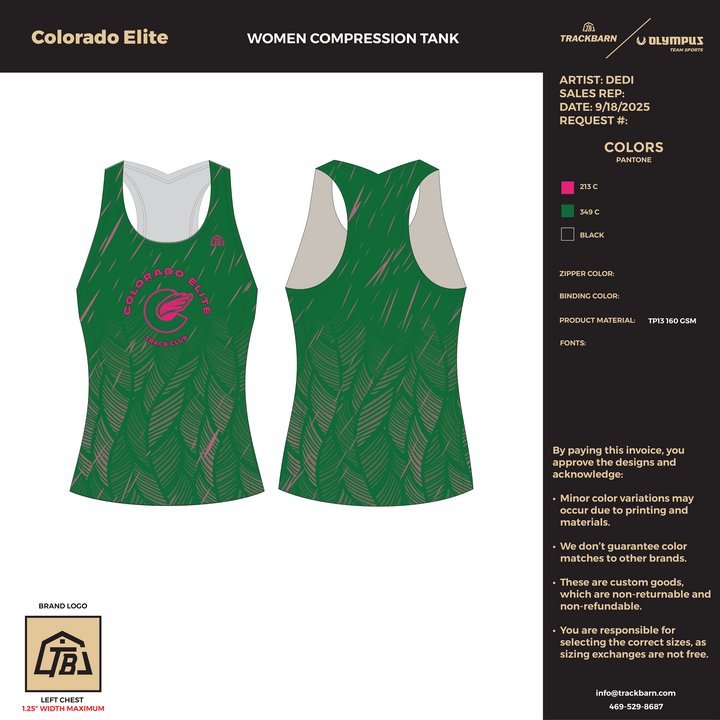 Colorado Elite - Girls Compression Tank (1287) - TrackBarn
