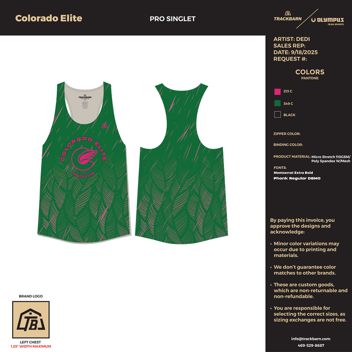 Colorado Elite - Men Trackbarn Pro Singlet (1227) - TrackBarn