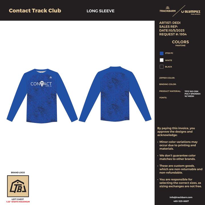 Contact Track Club - Youth Long Sleeve - Blue - TrackBarn