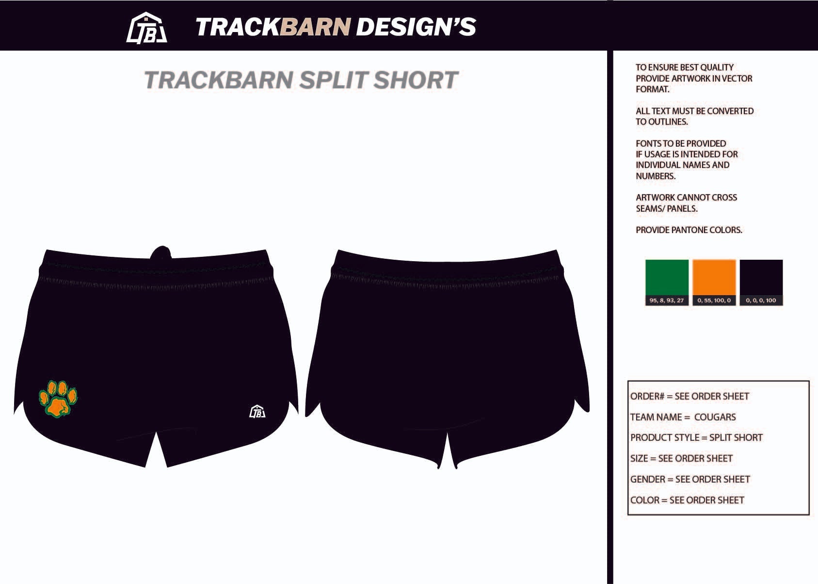 Cougars - TF - Mens Split Track Short - TrackBarn