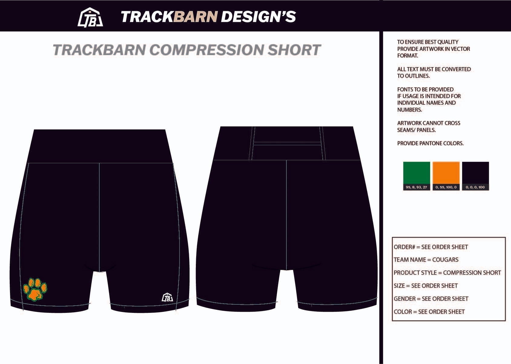 Cougars - TF - Womens Short Running Tight - TrackBarn