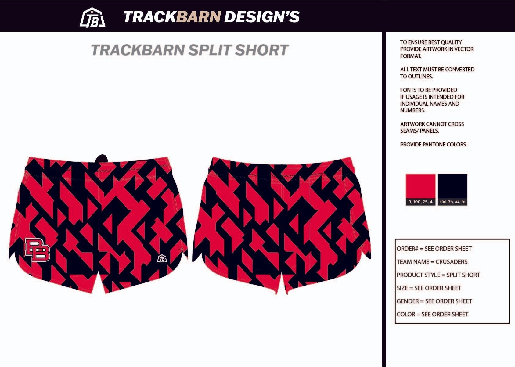 Crusaders - Womens Split Track Short - TrackBarn