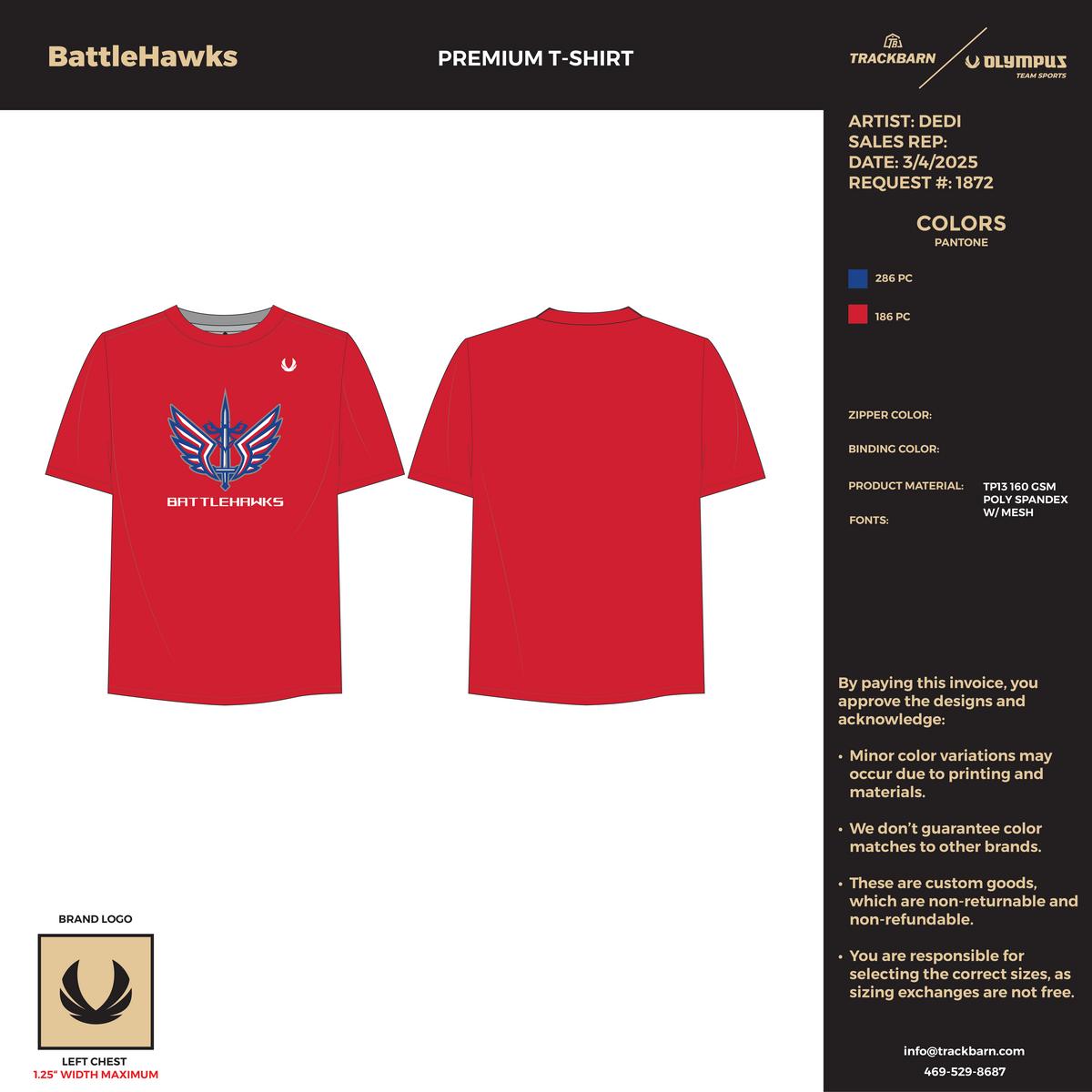 BattleHawks - Youth T-Shirt - Red