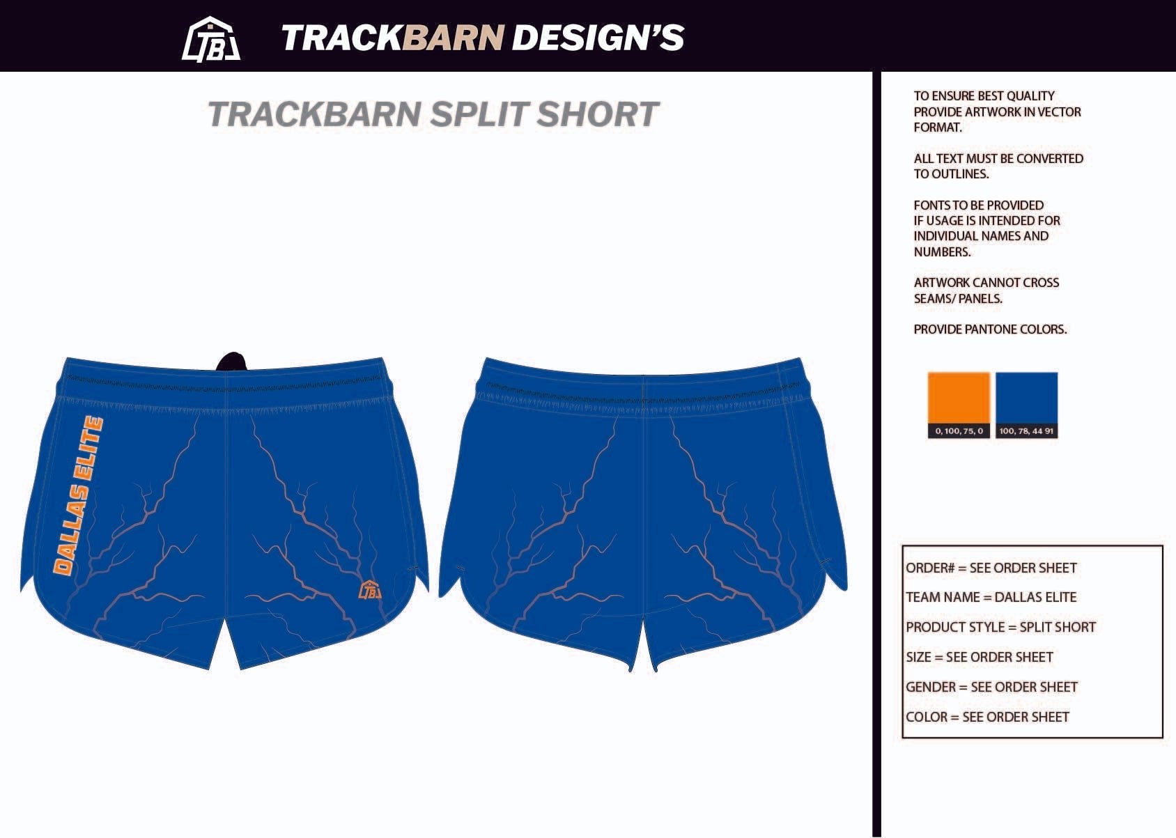 Dallas - Elite - Womens Split Track Short - TrackBarn