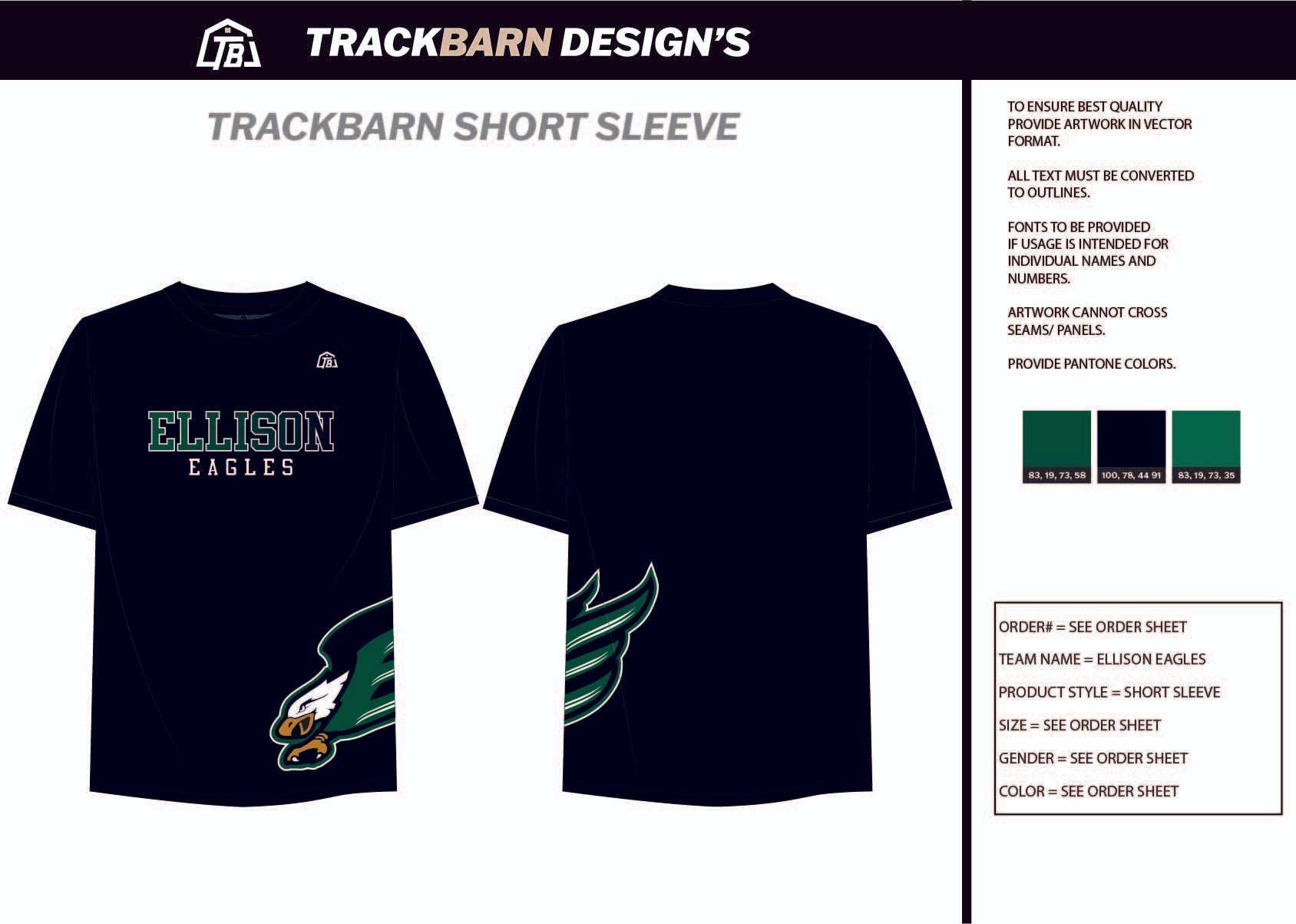 Ellison - Eagles - Mens Stretch Light Training Tee - TrackBarn