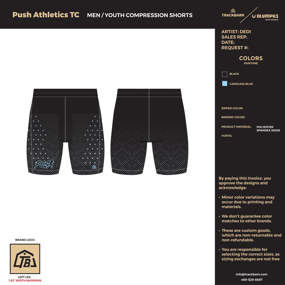 Push Athletics Track Club - Men Short Running Tight - Black