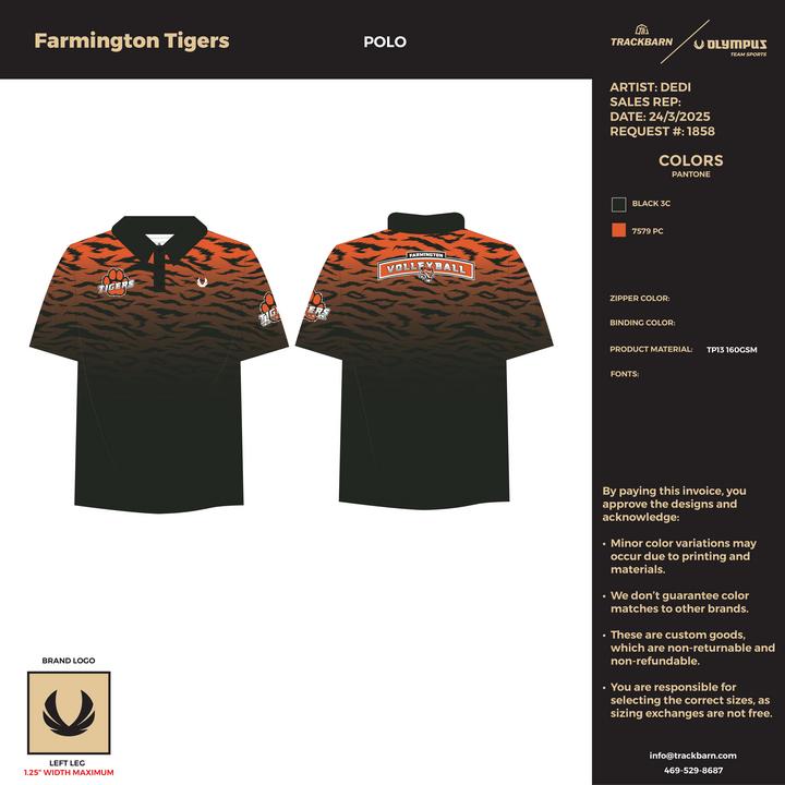 Farmington Tigers - Women Golf Polo - Orange - TrackBarn
