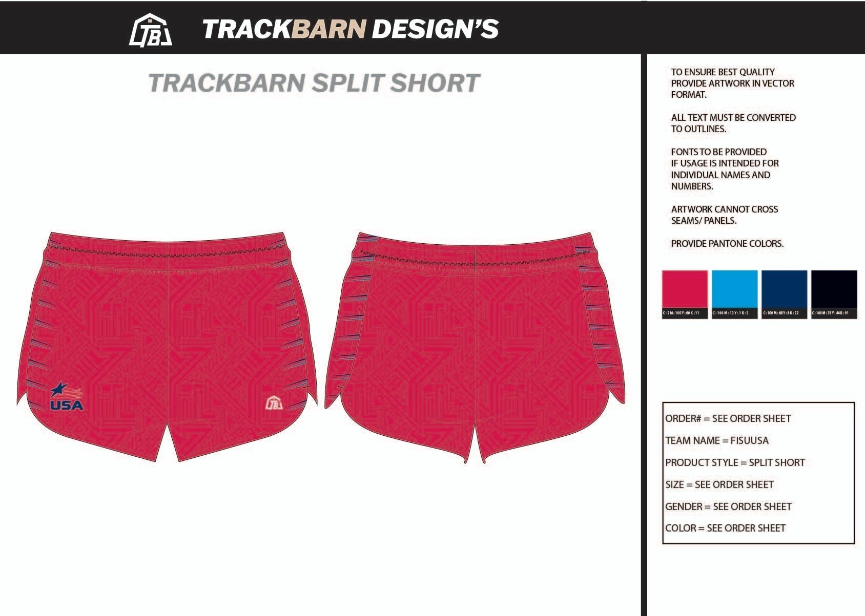 FISU - USA - Mens Split Track Short - TrackBarn