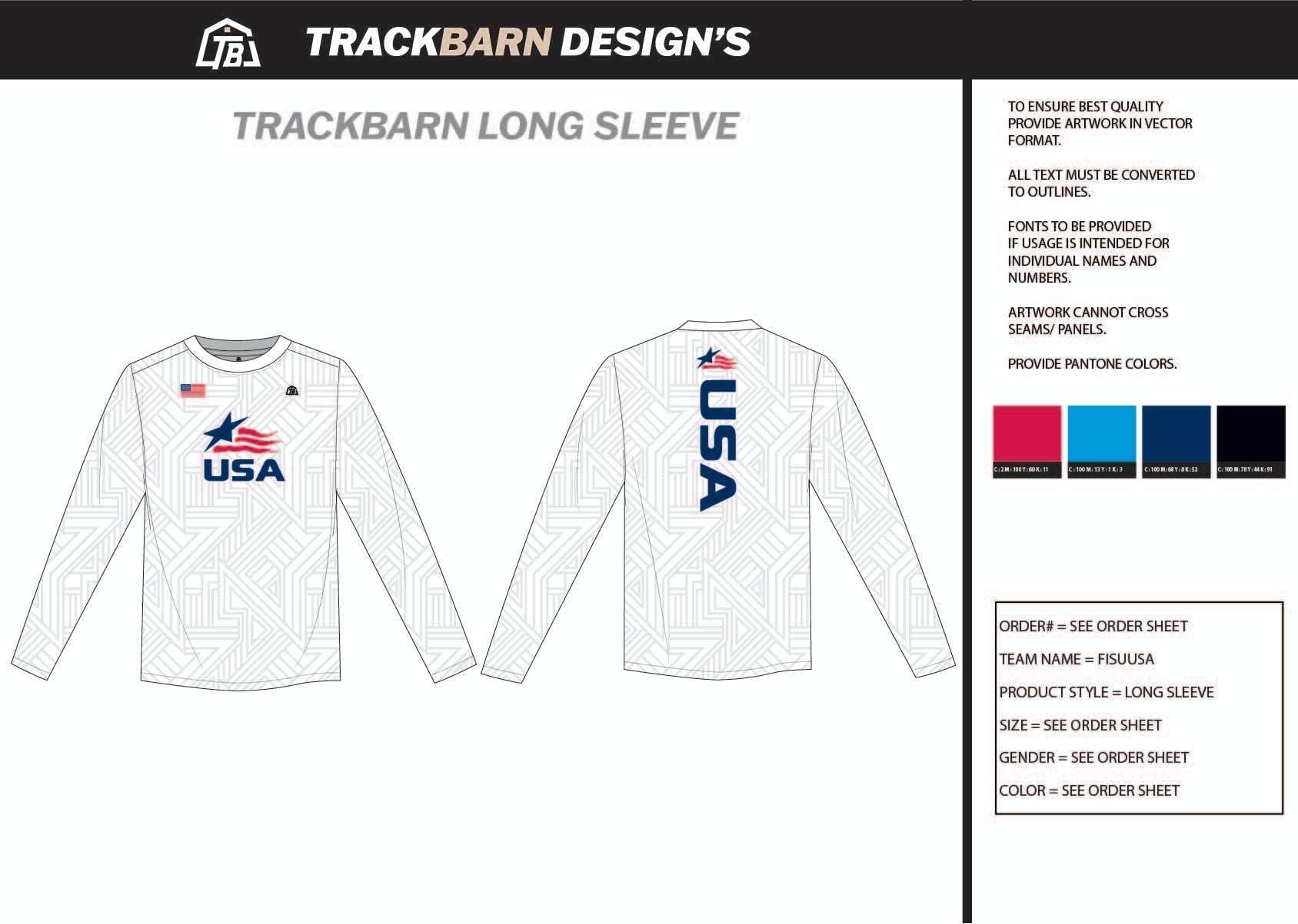 FISU - USA - Mens Stretch Light LS Tee - TrackBarn