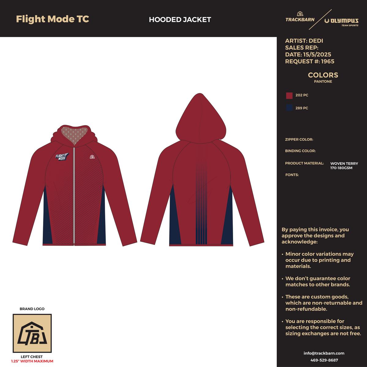 Flight Mode track club - Men Hooded Jacket - Red - TrackBarn