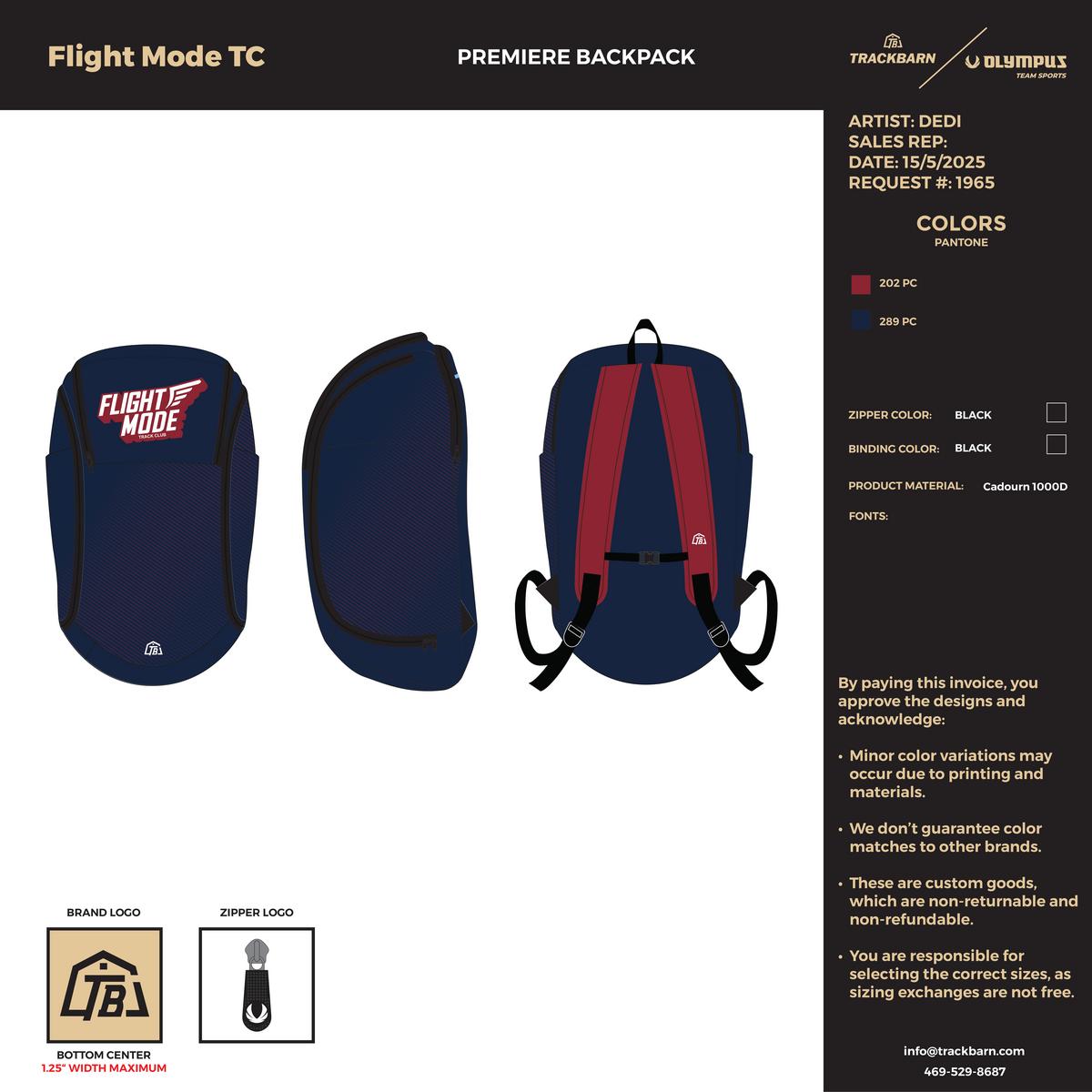 Flight Mode track club - Premiere Backpack - Blue - TrackBarn