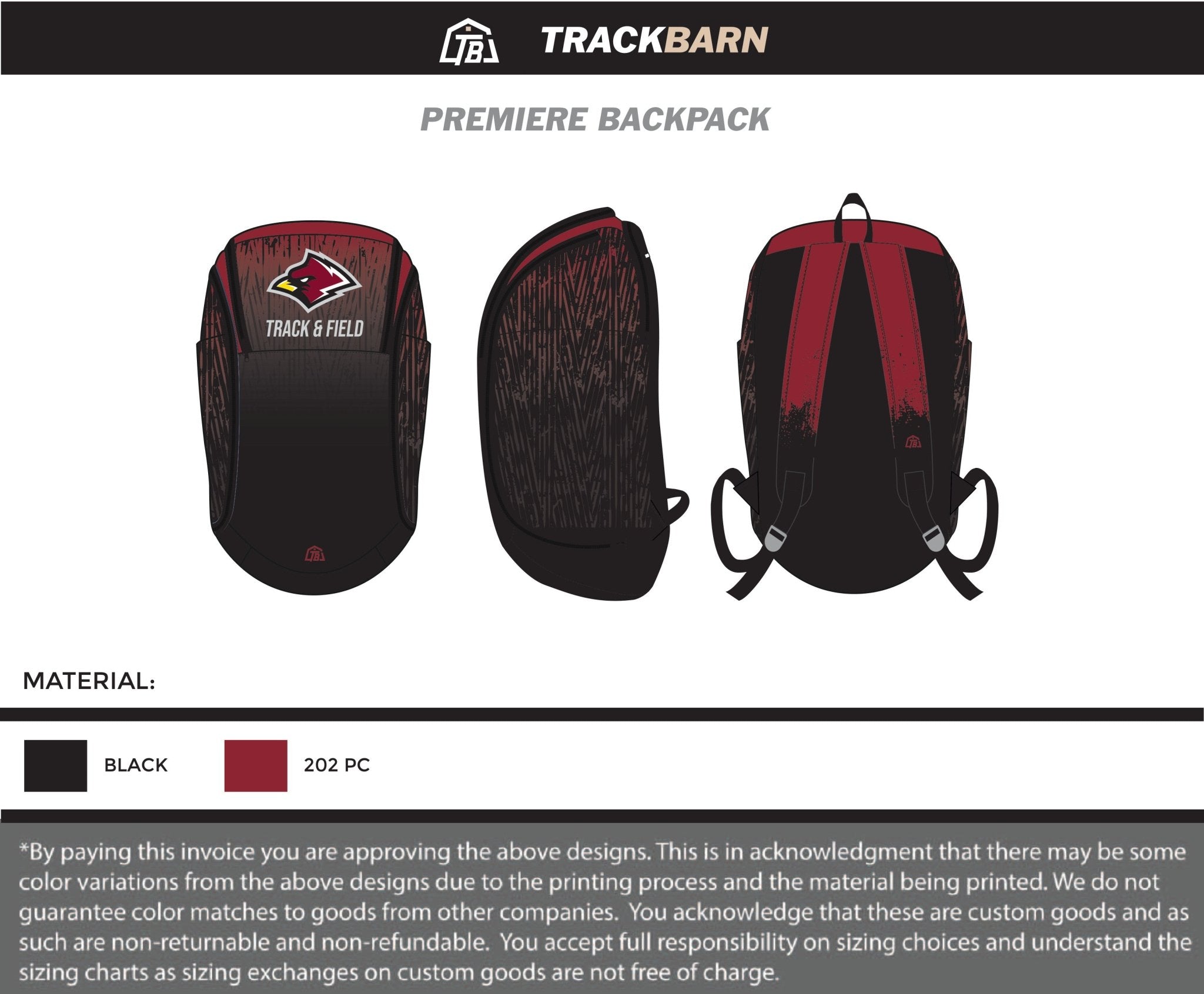 Fond du Lac High School Track - Premiere Backpack - TrackBarn