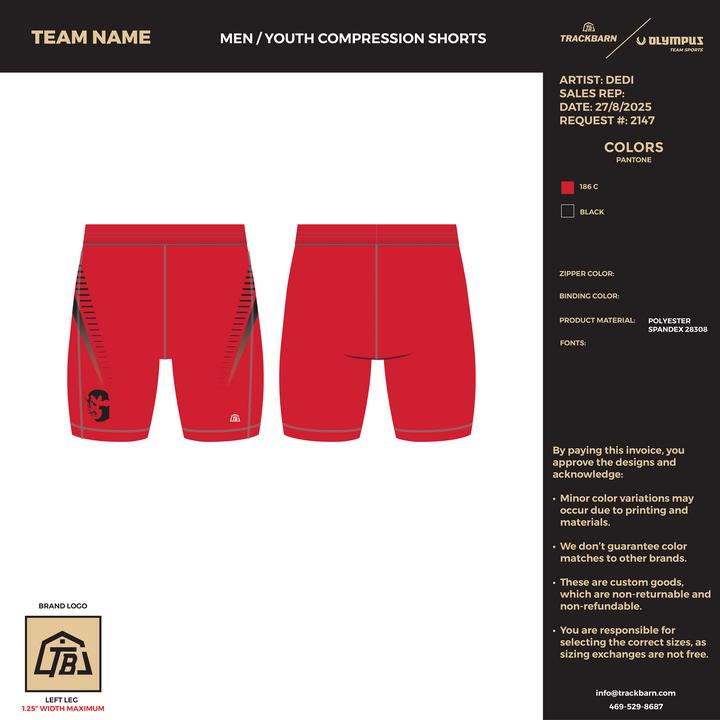 Glenwood Springs High School - Men Compression Shorts - Red - TrackBarn