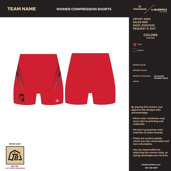Glenwood Springs High School - Women Compression Shorts - Red - TrackBarn