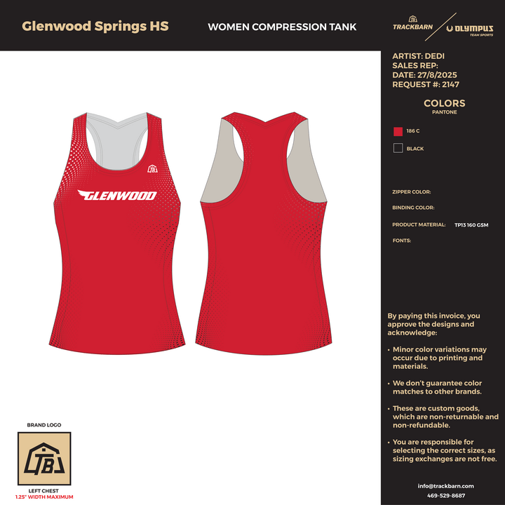 Glenwood Springs High School - Women Compression Tank (2896) - TrackBarn