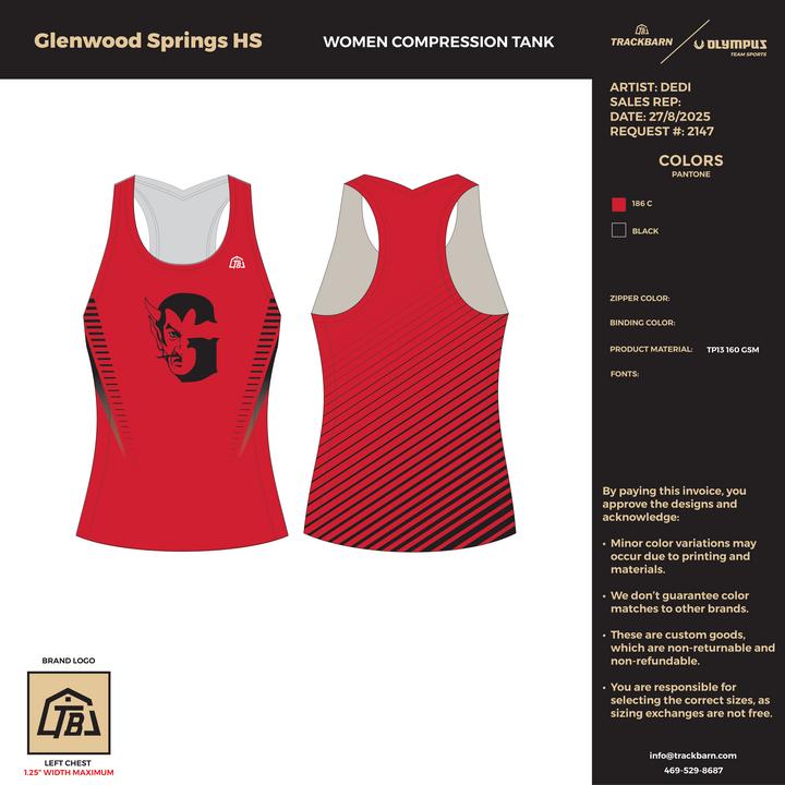 Glenwood Springs High School - Women Compression Tank - Red - TrackBarn