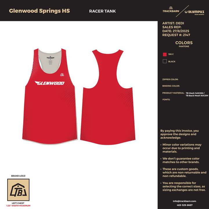 Glenwood Springs High School - Youth Track Singlet (2903) - TrackBarn