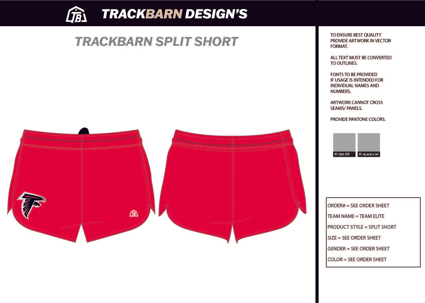 Huffman - Falcons - Mens Split Track Short - TrackBarn