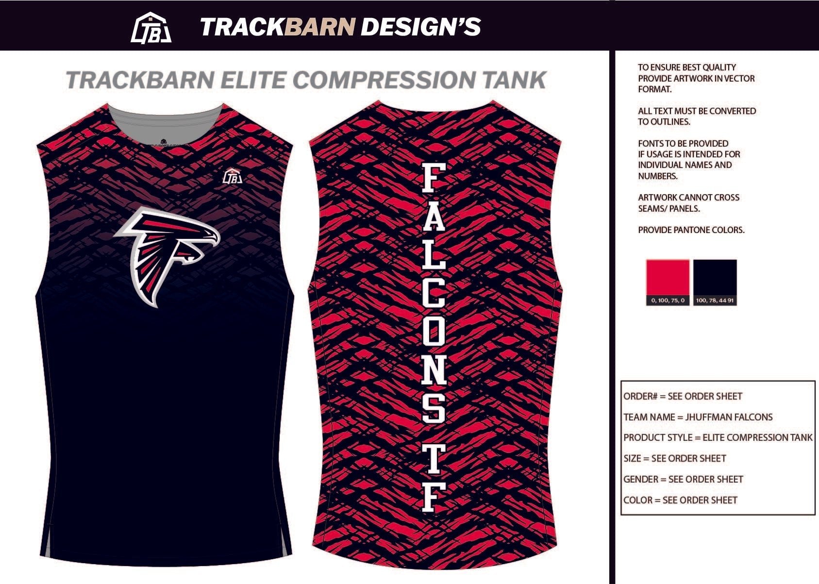 Huffman - Falcons - Mens Track Compression Tank - TrackBarn