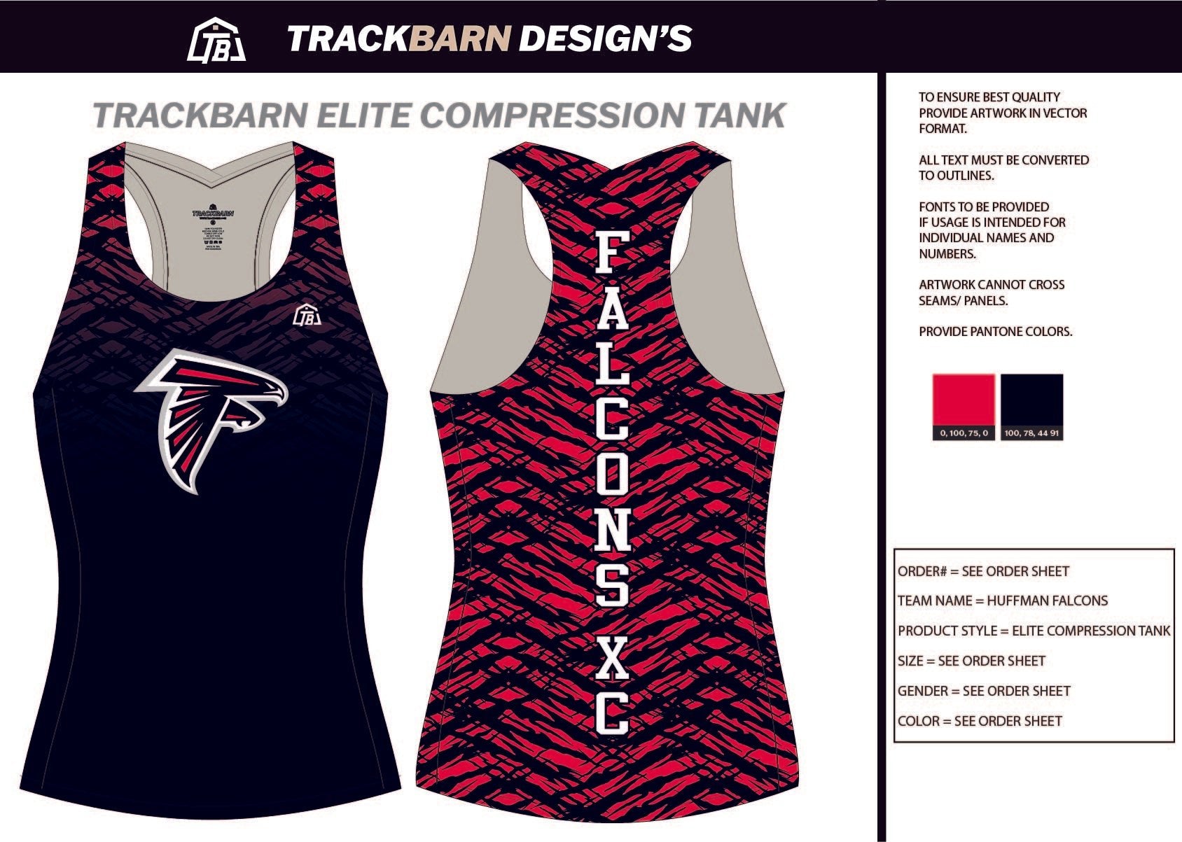 Huffman - Falcons - Womens Compression Tank - TrackBarn