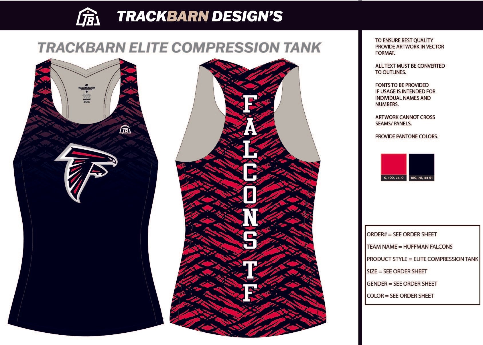 Huffman - Falcons - Womens Compression Tank - TrackBarn