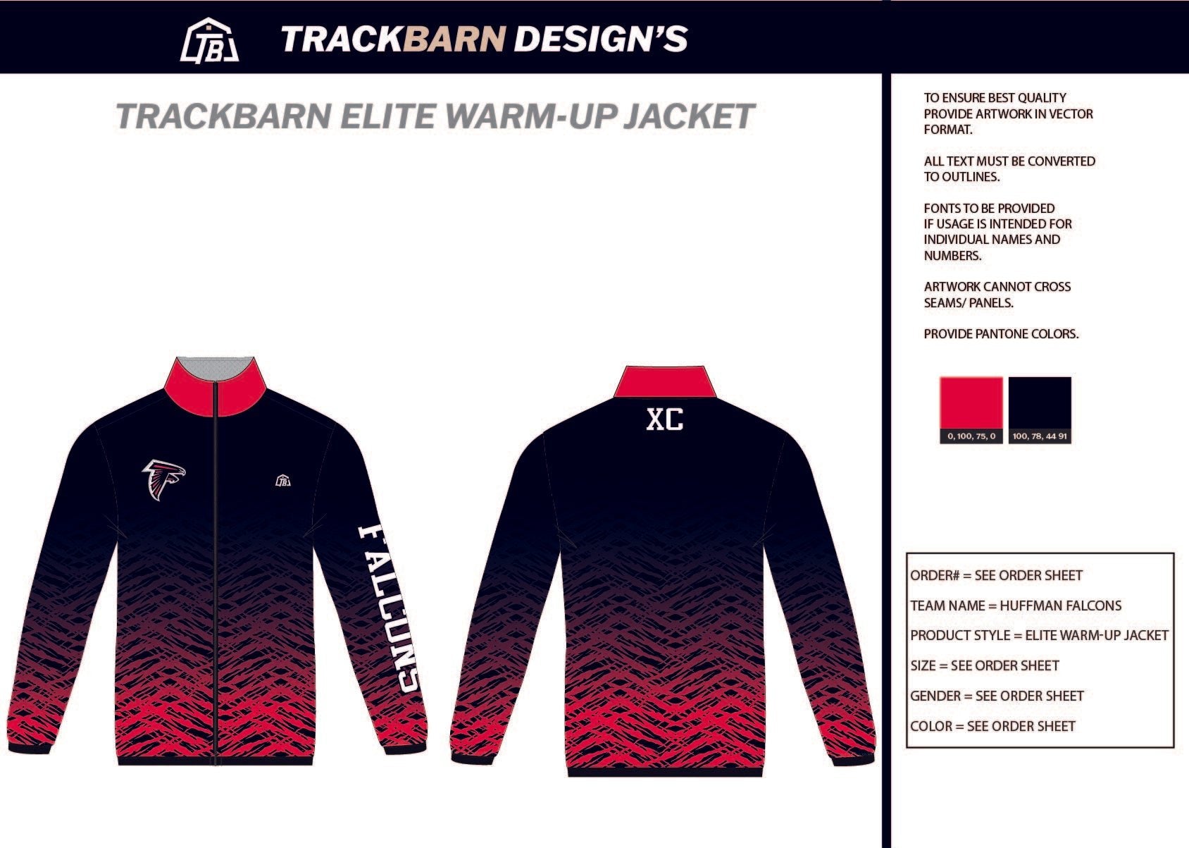 Huffman - Falcons - Womens Full Zip Jacket - TrackBarn